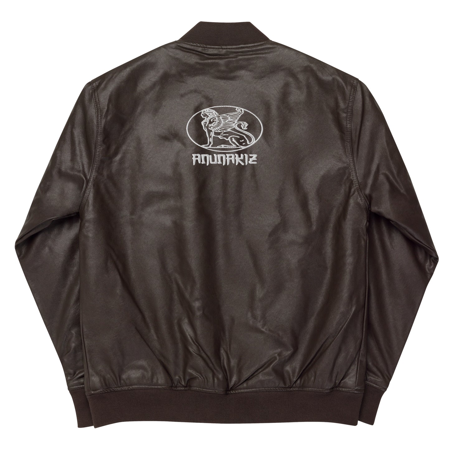 Anunakiz Sumerian Lamassu & 777 Logo Leather Bomber Jacket