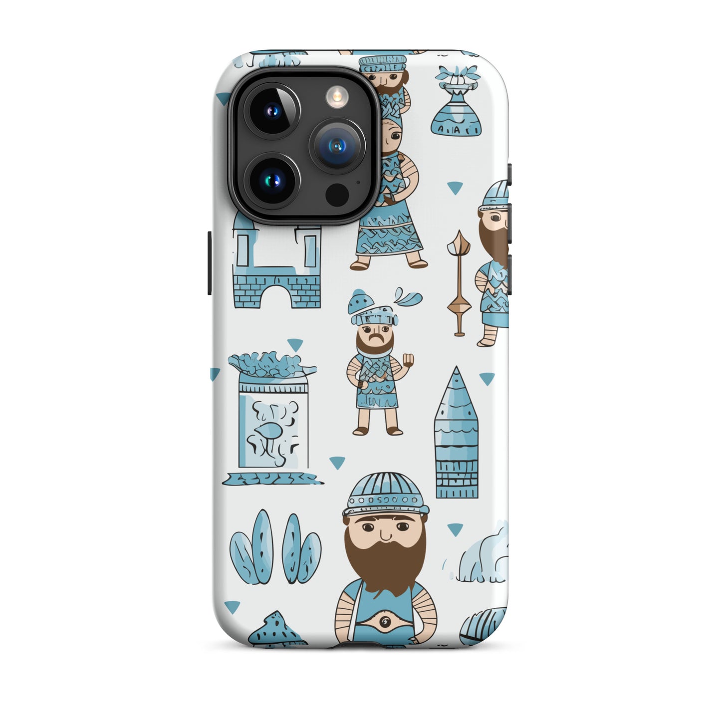 Anunakiz Babylonia White & Blue Cartoon Pattern Tough Case for iPhone®