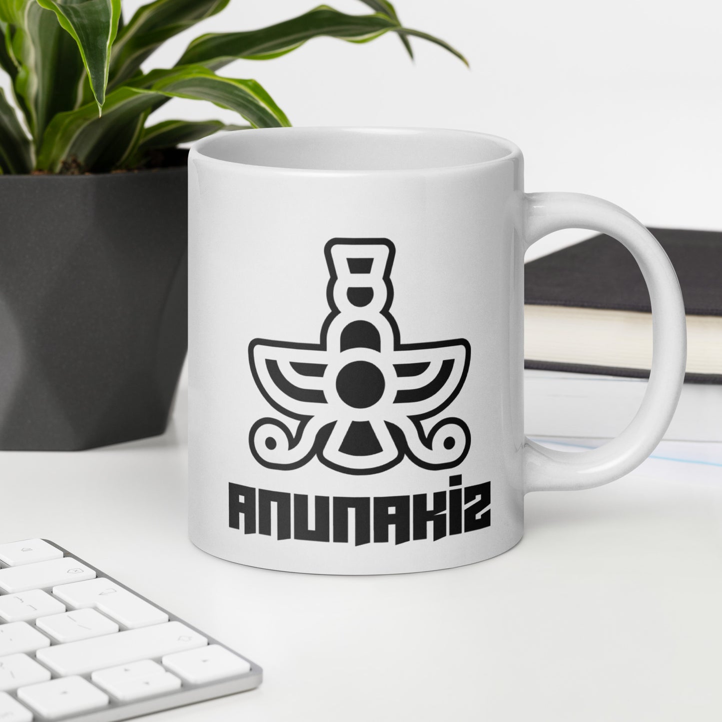 Anunakiz Black Logo White glossy mug