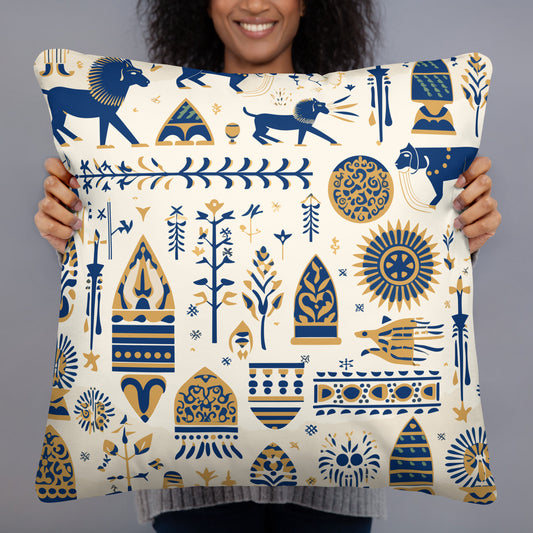 Anunakiz Sumerian Scenery Blue Pattern Basic Pillow