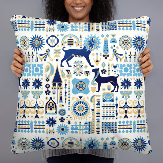 Anunakiz Babylonian Animal Blue Pattern Basic Pillow