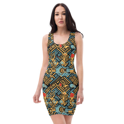 Anunakiz Eridu Pattern Bodycon dress