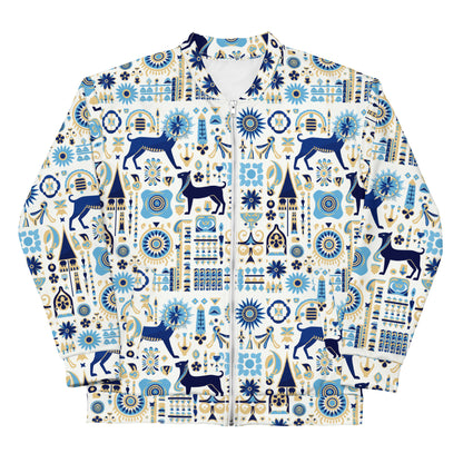 Anunakiz Babylonian Animal Blue Pattern Unisex Bomber Jacket