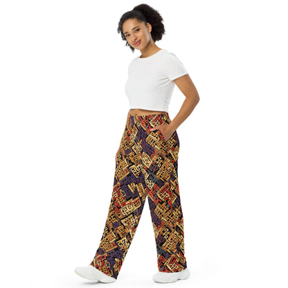 Anunakiz Sumerian Royal Colors All-over print unisex wide-leg pants