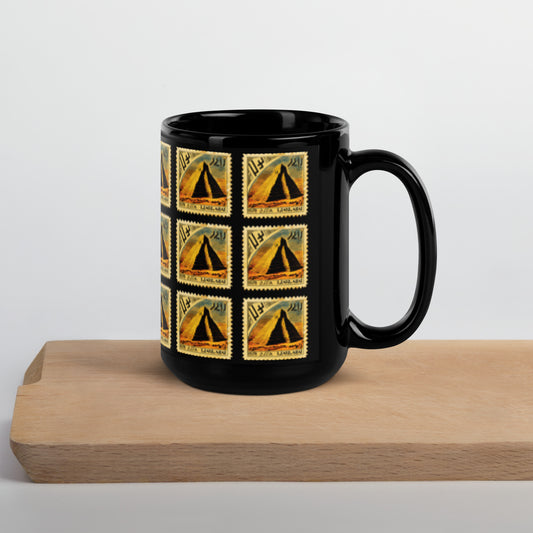 Anunakiz Ziggurat Stamp Black Glossy Mug
