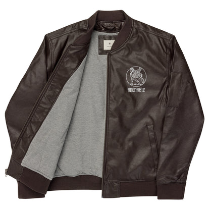 Anunakiz Sumerian Lamassu & 777 Logo Leather Bomber Jacket