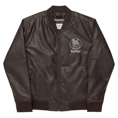 Anunakiz Sumerian Lamassu & 777 Logo Leather Bomber Jacket