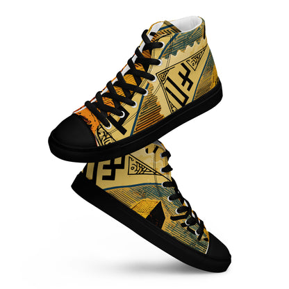 Anunakiz Ziggurat Stamp Men’s high top canvas shoes