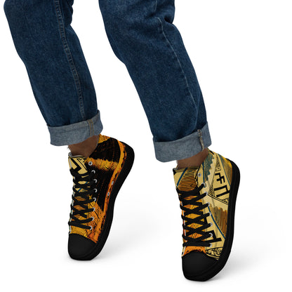 Anunakiz Ziggurat Stamp Men’s high top canvas shoes