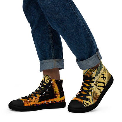 Anunakiz Ziggurat Stamp Men’s high top canvas shoes