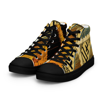 Anunakiz Ziggurat Stamp Men’s high top canvas shoes