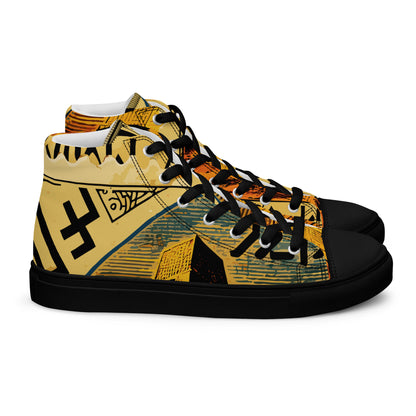 Anunakiz Ziggurat Stamp Men’s high top canvas shoes