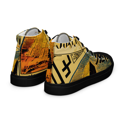 Anunakiz Ziggurat Stamp Men’s high top canvas shoes