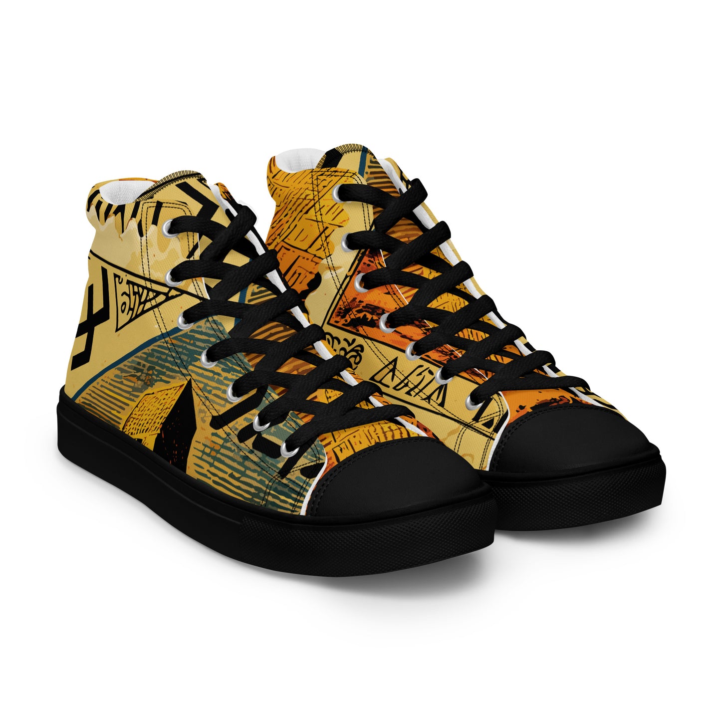 Anunakiz Ziggurat Stamp Men’s high top canvas shoes