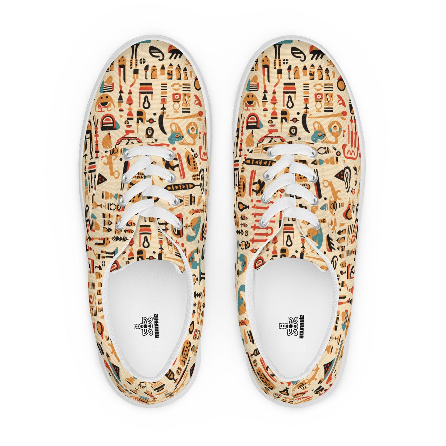 Anunakiz Mesopotamian Creamy Pattern Men’s lace-up canvas shoes