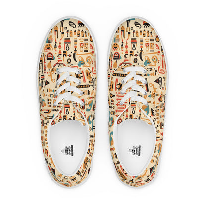 Anunakiz Mesopotamian Creamy Pattern Men’s lace-up canvas shoes