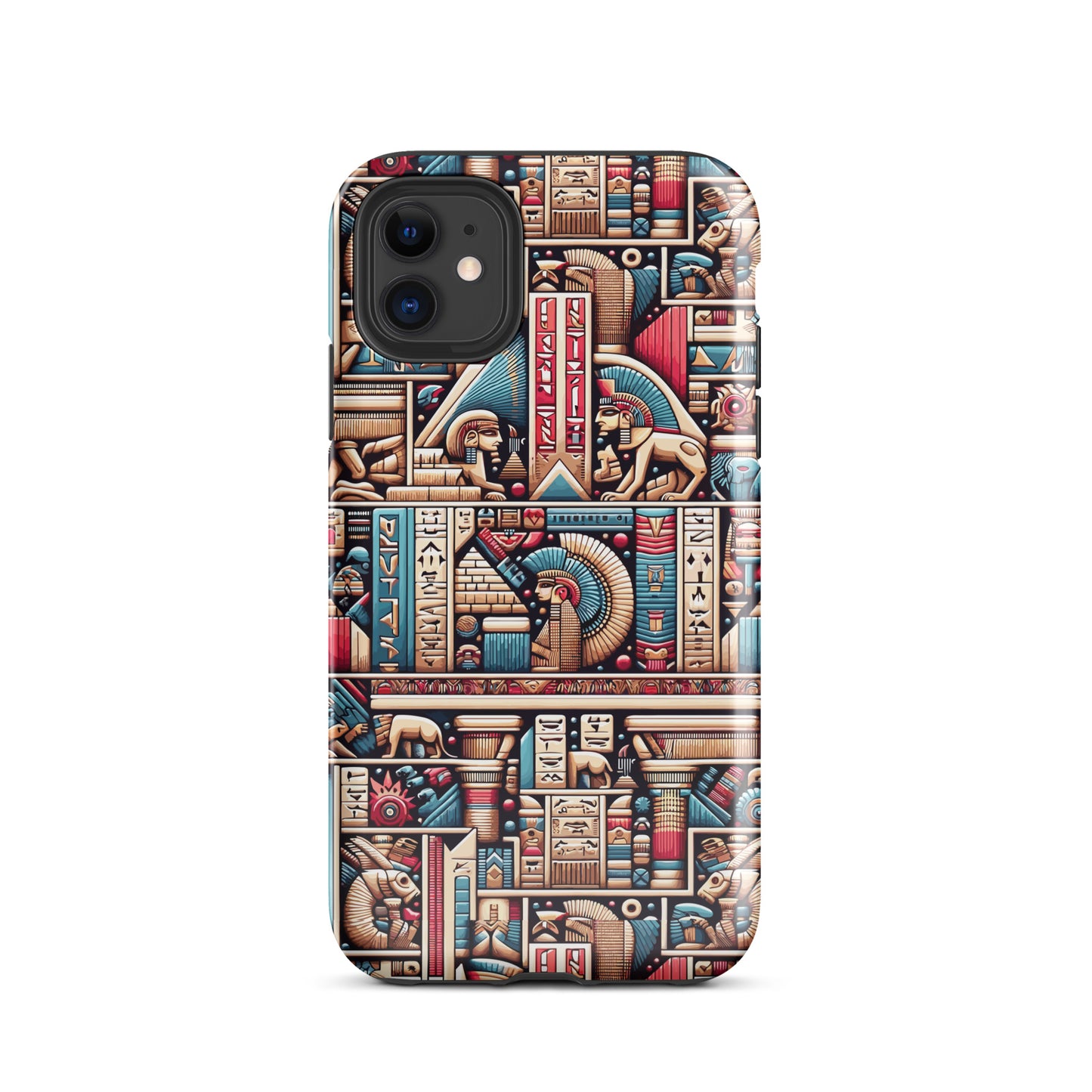 Anunakiz Geometry Pink & Blue Sumerian Wall Pattern Tough Case for iPhone®