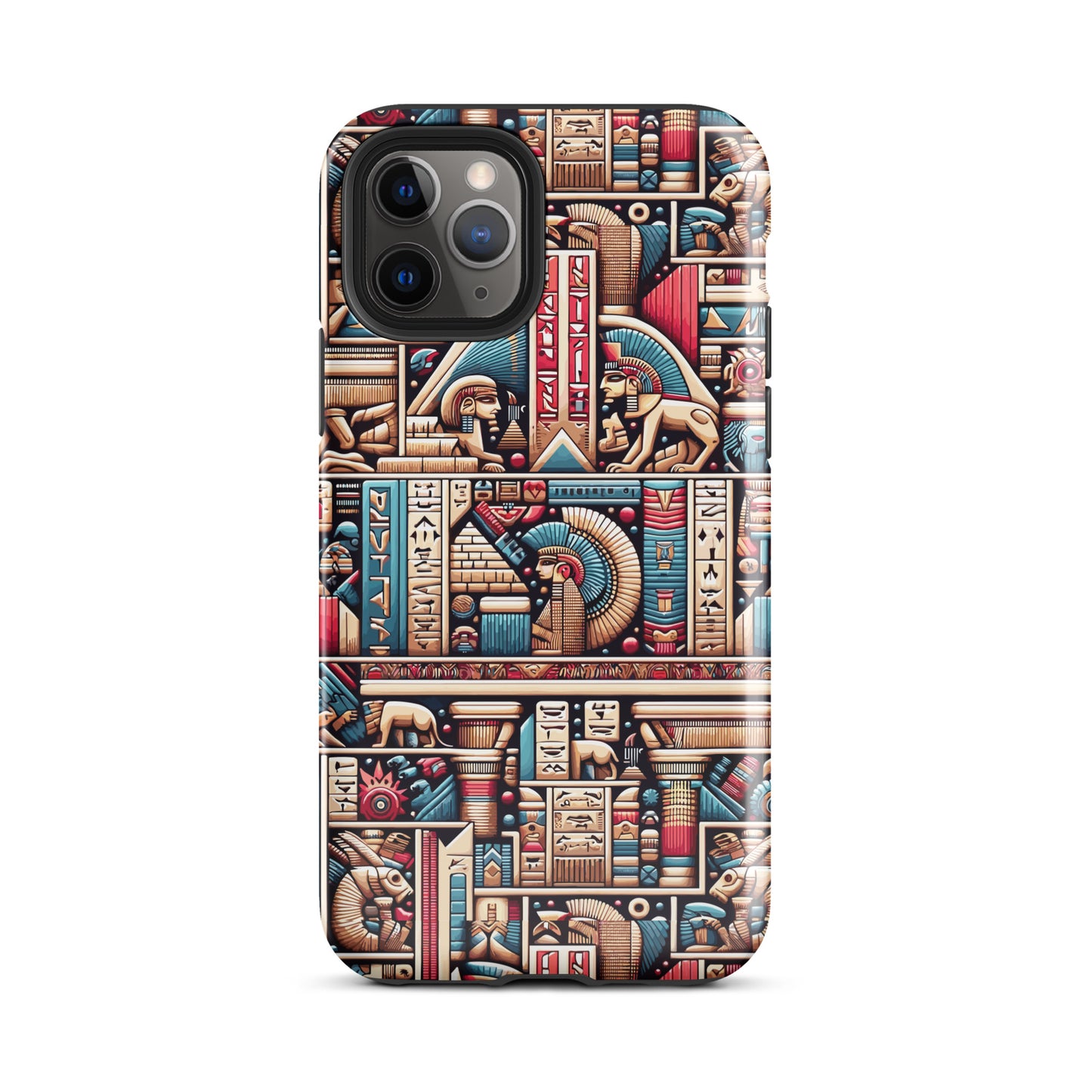 Anunakiz Geometry Pink & Blue Sumerian Wall Pattern Tough Case for iPhone®