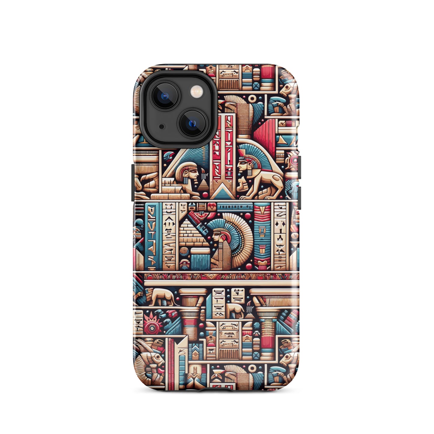 Anunakiz Geometry Pink & Blue Sumerian Wall Pattern Tough Case for iPhone®