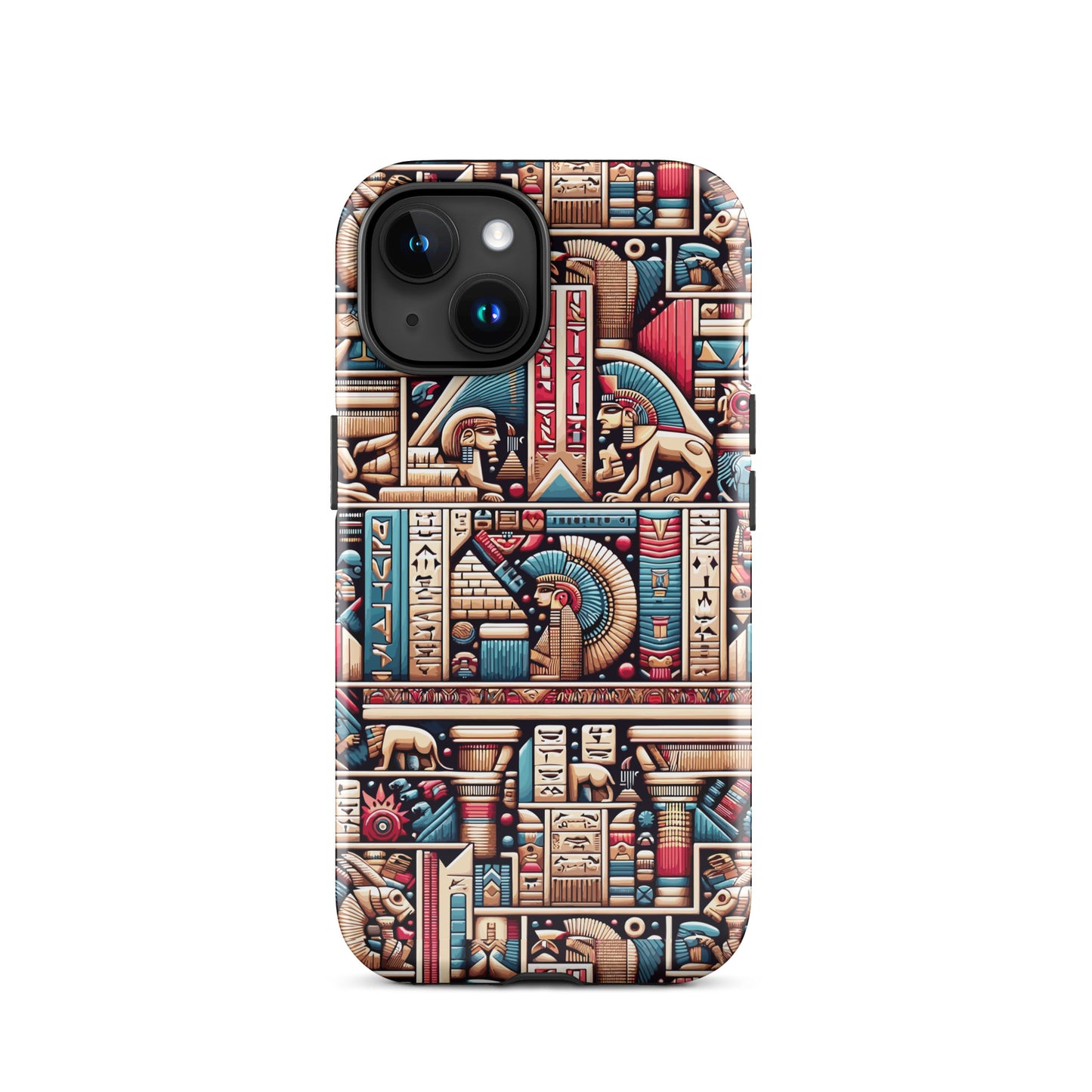 Anunakiz Geometry Pink & Blue Sumerian Wall Pattern Tough Case for iPhone®