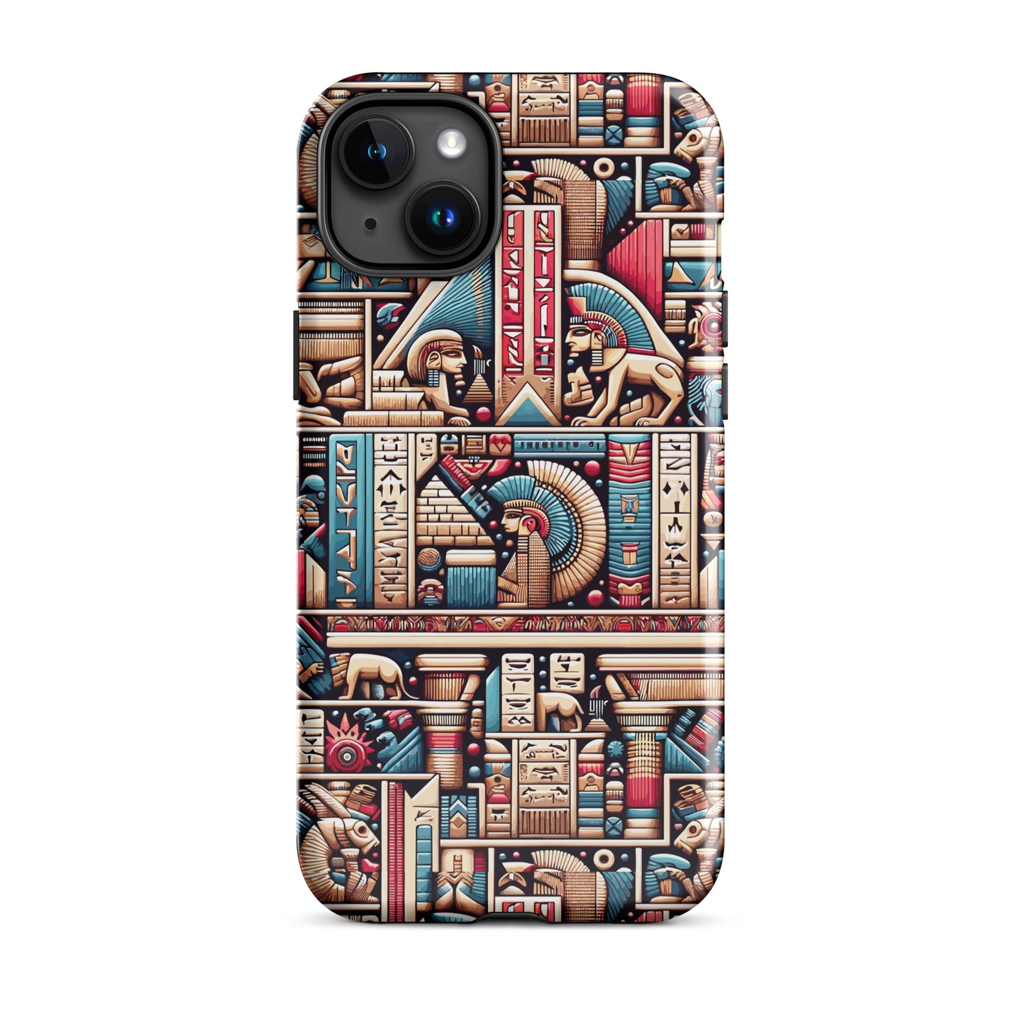 Anunakiz Geometry Pink & Blue Sumerian Wall Pattern Tough Case for iPhone®