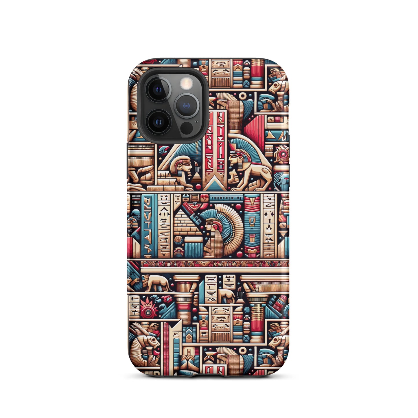 Anunakiz Geometry Pink & Blue Sumerian Wall Pattern Tough Case for iPhone®