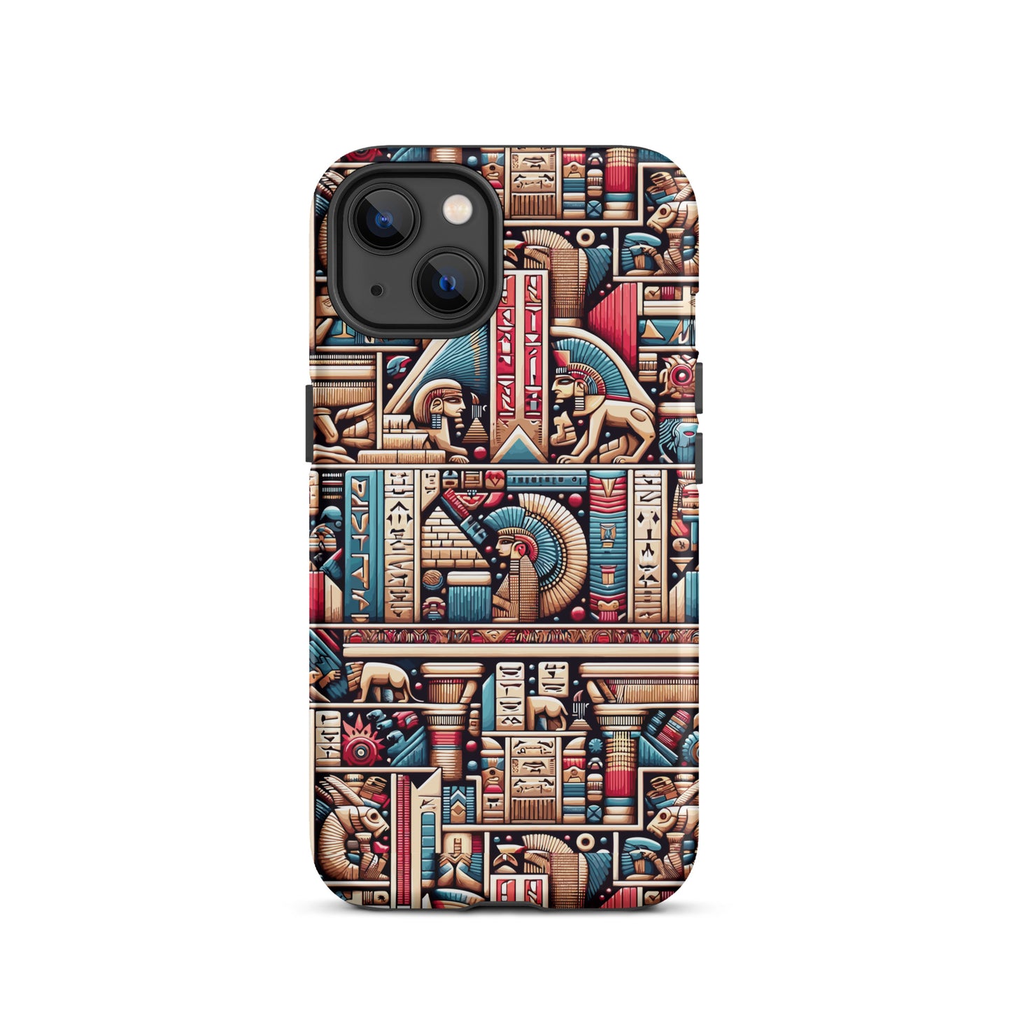 Anunakiz Geometry Pink & Blue Sumerian Wall Pattern Tough Case for iPhone®