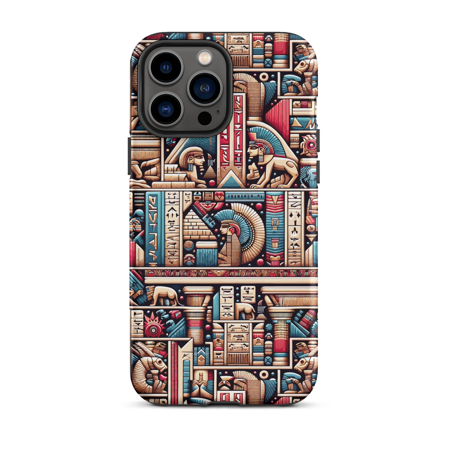 Anunakiz Geometry Pink & Blue Sumerian Wall Pattern Tough Case for iPhone®