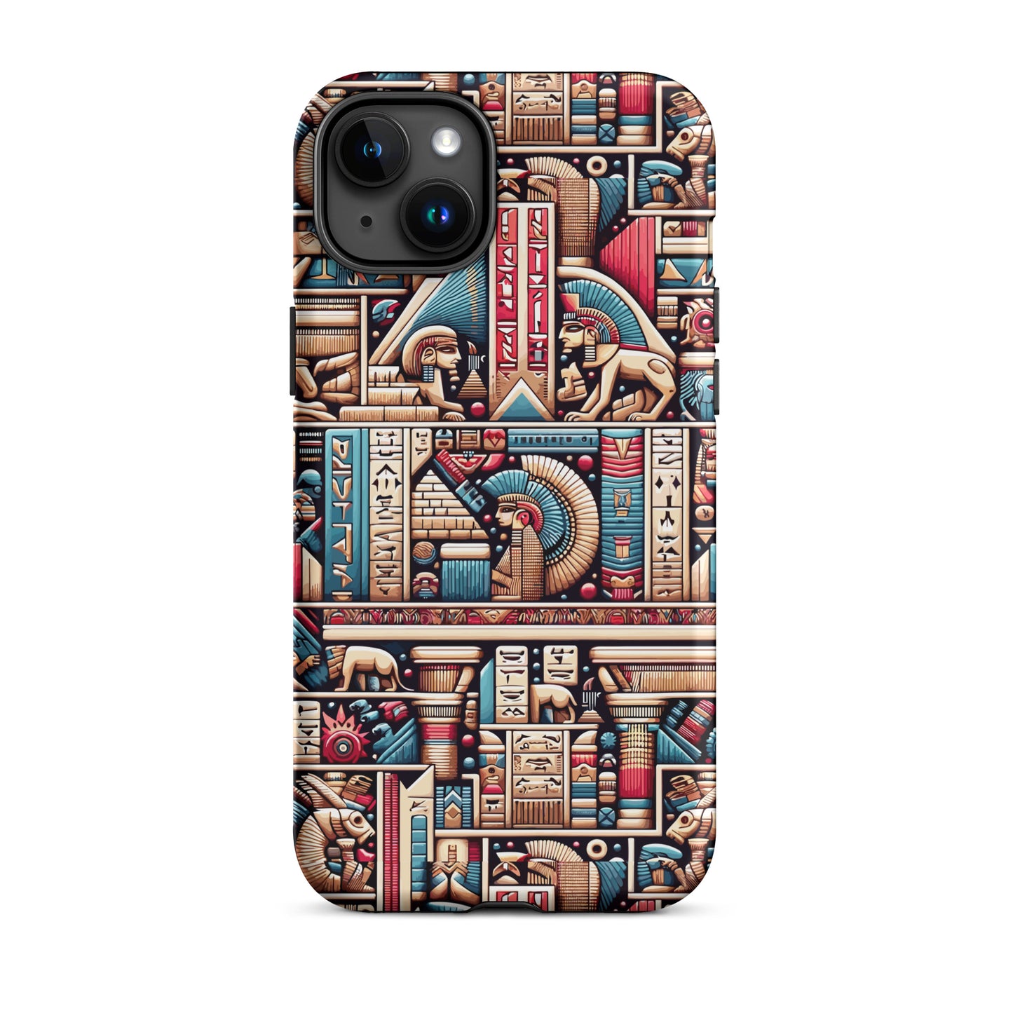 Anunakiz Geometry Pink & Blue Sumerian Wall Pattern Tough Case for iPhone®