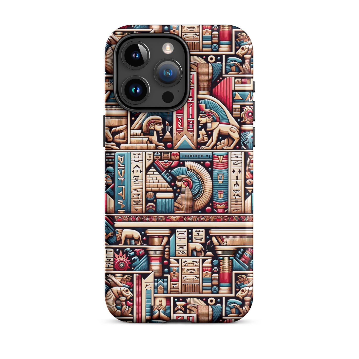 Anunakiz Geometry Pink & Blue Sumerian Wall Pattern Tough Case for iPhone®