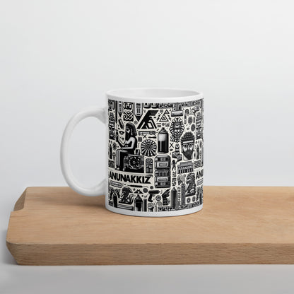 Anunakiz Ancient Graffiti Pattern Tough White glossy mug