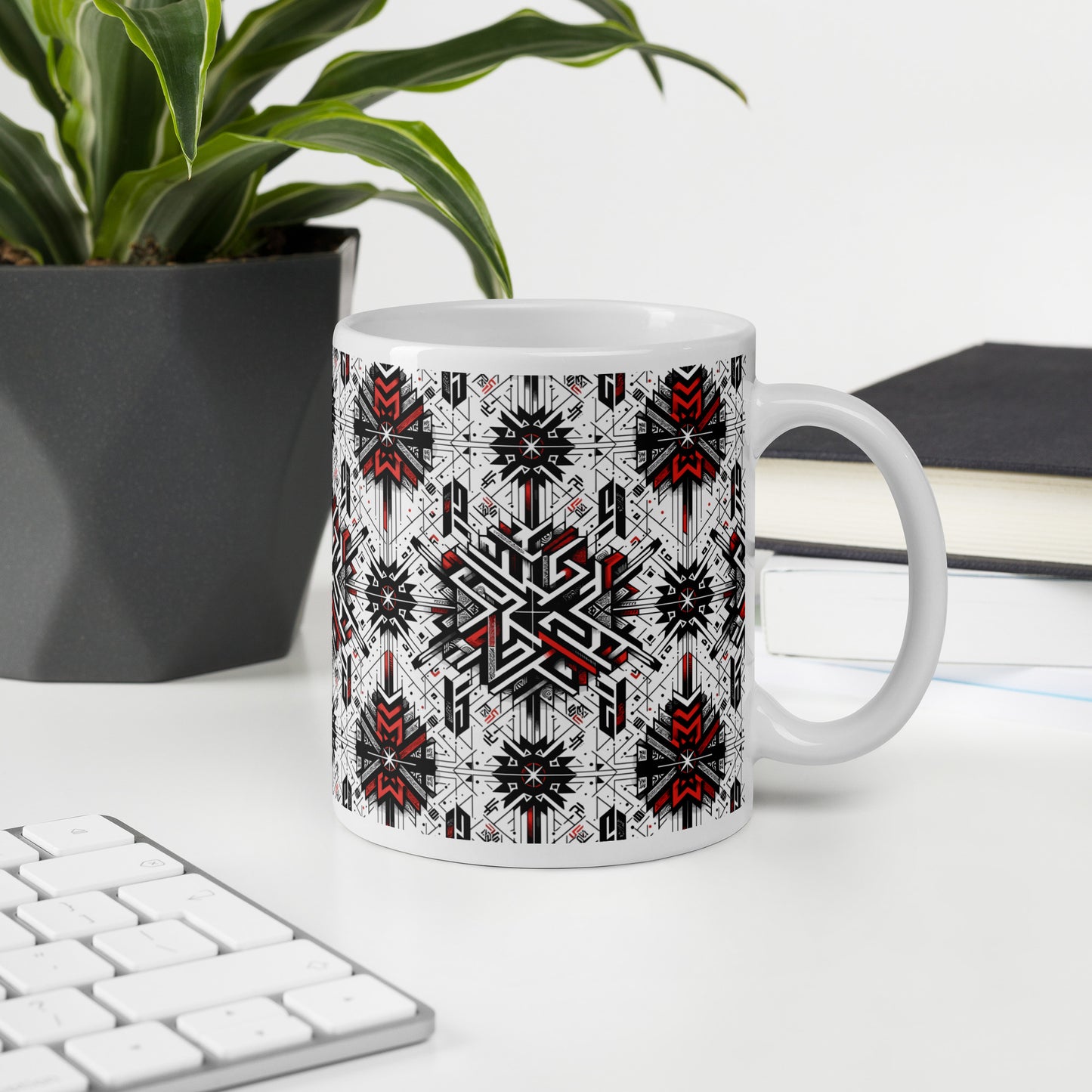 Anunakiz Assyrian Geometry White glossy mug