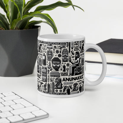 Anunakiz Ancient Graffiti Pattern Tough White glossy mug