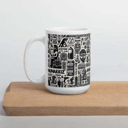 Anunakiz Ancient Graffiti Pattern Tough White glossy mug