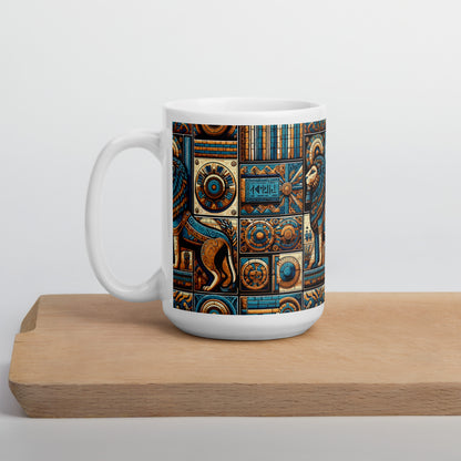 Anunakiz Lion Of Babylone Geometric White glossy mug