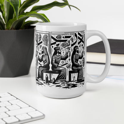 Anunakiz Sumerian Calligraffiti Crew White glossy mug