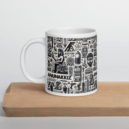 Anunakiz Ancient Graffiti Pattern Tough White glossy mug