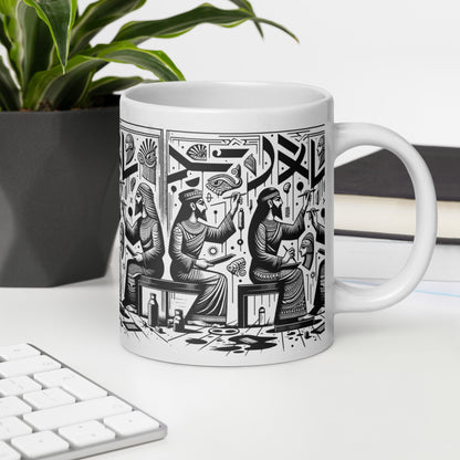 Anunakiz Sumerian Calligraffiti Crew White glossy mug