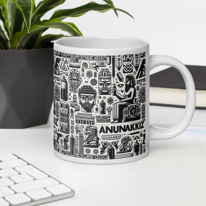 Anunakiz Ancient Graffiti Pattern Tough White glossy mug