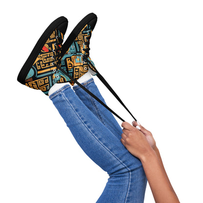 Anunakiz Eridu Pattern Women’s high top canvas shoes