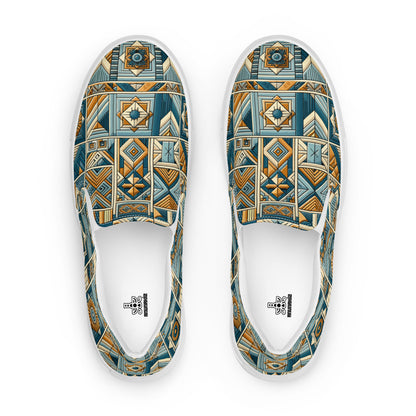 Anunakiz Mesopotamian Light Blue Sea Pattern Women’s slip-on canvas shoes